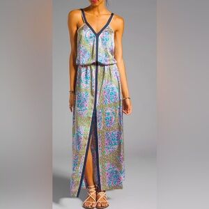 Juicy Couture Sleeveless Satin Lilac Floral Pullover Maxi Sundress TB1